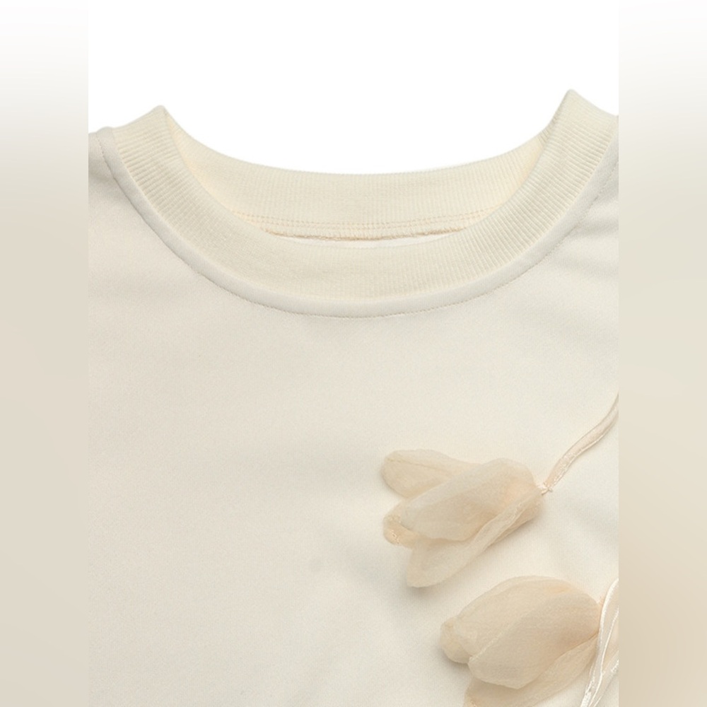 Source Unknown Cream Floral Appliqué Sweatshirt L - Picture 2 of 10
